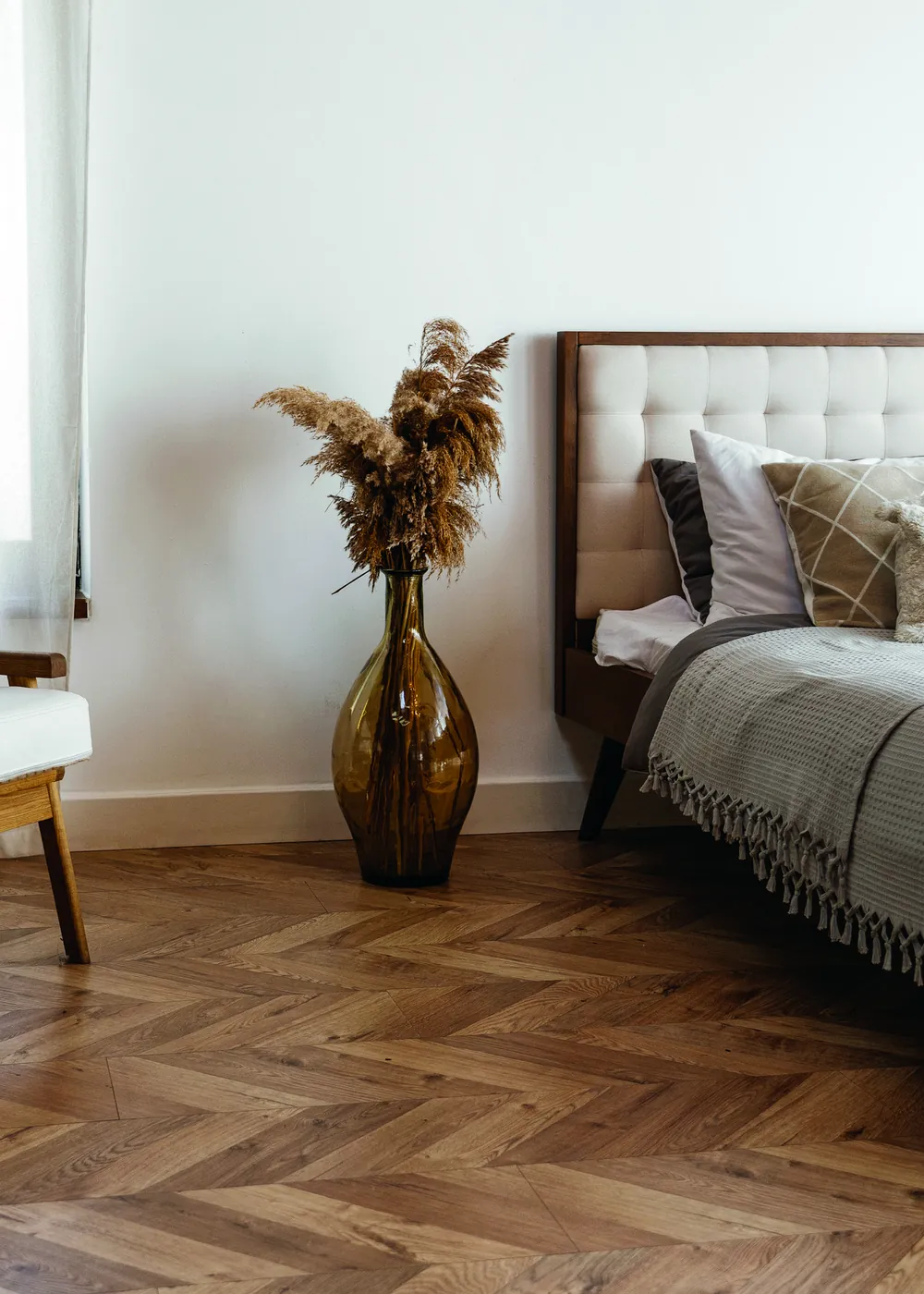 Wooden flooring in a luxury bedroom